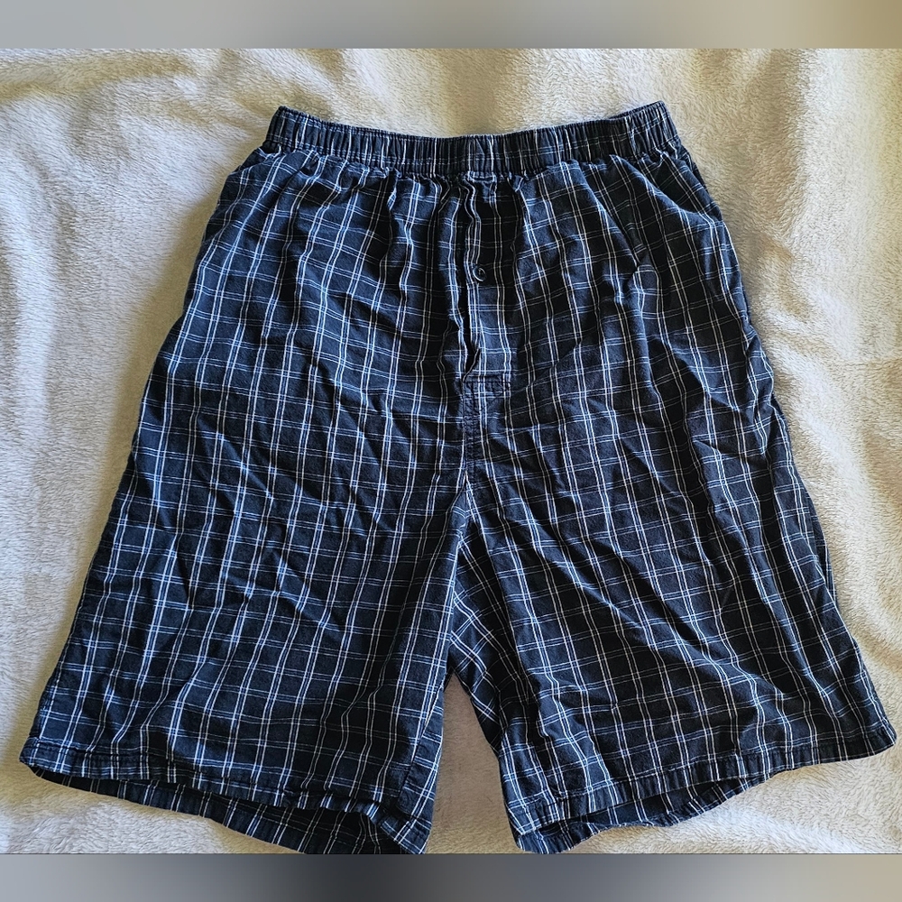 Navy Plaid & Black and White Plaid Sleep Shorts - Set Of 2